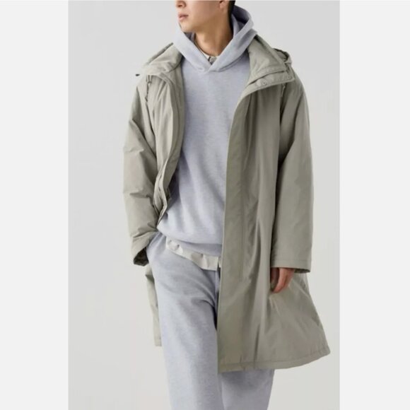 Uniqlo : C Oversized Hooded Coat Unisex Medium M Neutral Khaki Beige Taupe EUC - Picture 2 of 14